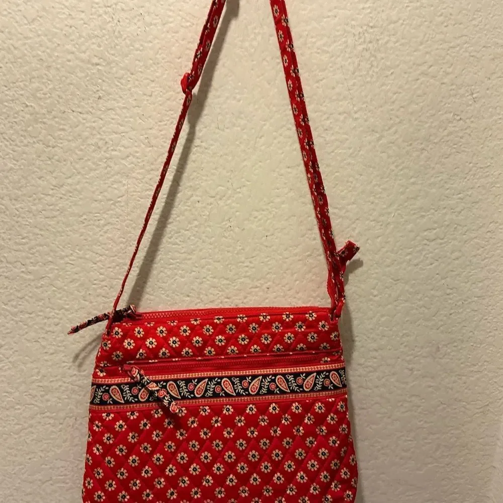 NWOT Vera Bradley Red Paisley Quilted Crossbody Bag